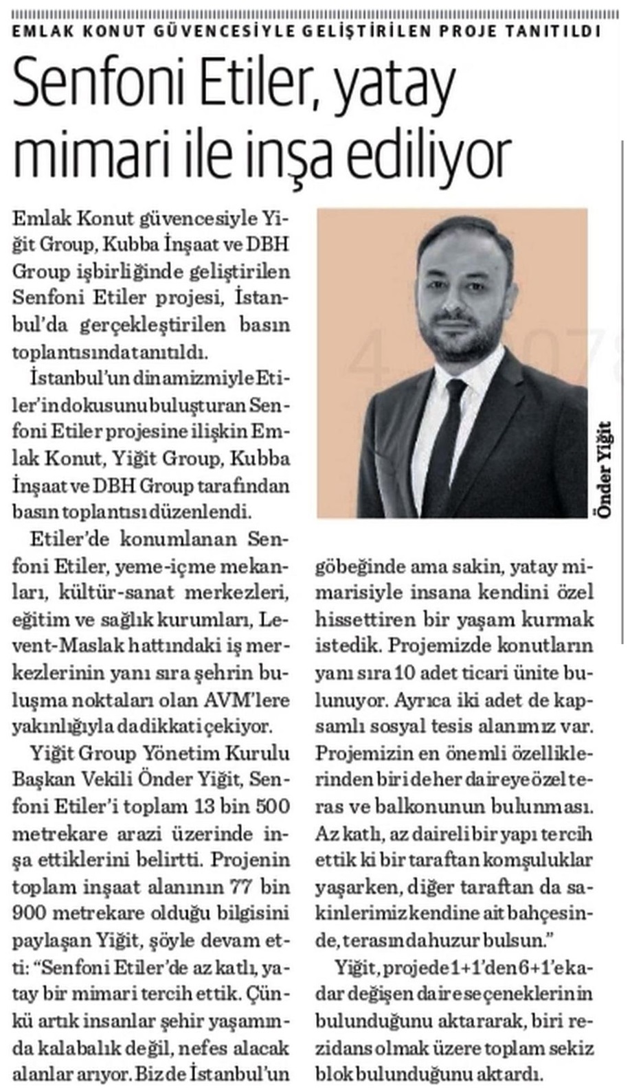 Senfoni Etiler,yatay mimari ile inşa ediliyor.