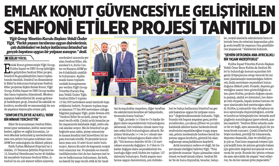 Emlak Konut Güvencesiyle Geliştirilen Senfoni Etiler Projesi Tanıtıldı.